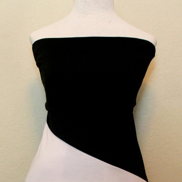 Black and white Strapless Bodycon Dress - Picture 2 of 3