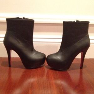 Black Leather Bootie Heels
