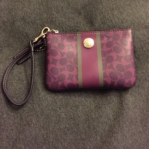 Authentic signature coach wristlet purple