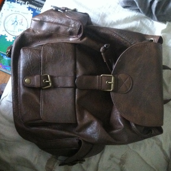 Claire's. Brown Leather Backpack.