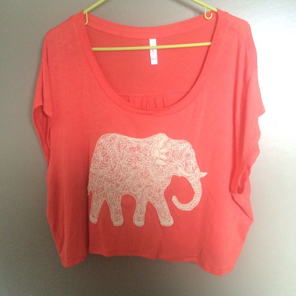Reserved Coral Elephant Crop Top