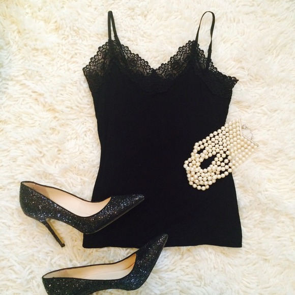 H&M Tops - Black Lace Tank with Adjustable Straps!