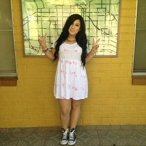 TIE DYE PINK AND WHITE BABY DOLL STYLE DRESS