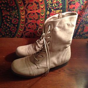 Suede lace up combat boots