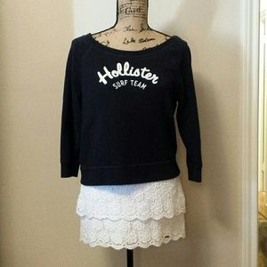 Deep navy blue 3/4 sleeve Hollister sweat shirt