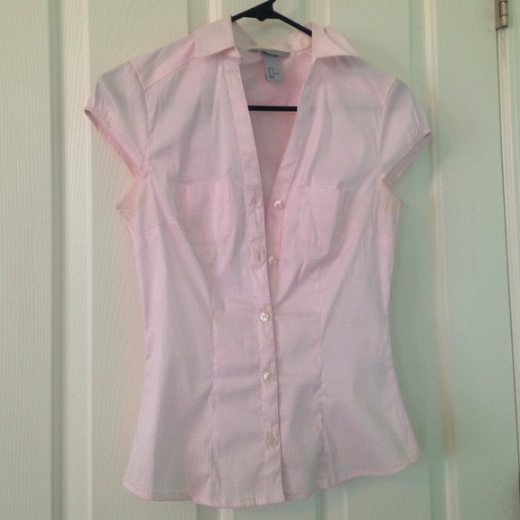 Soft Pink Checkered Button Up Shirt