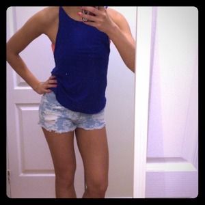 Royal Blue Tank with Cut- Out Sides