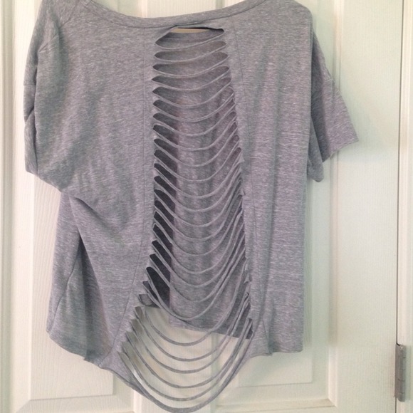 Off the Shoulder Ripped Back Shirt
