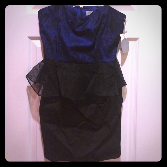 Gorgeous blue and black peplum style dress