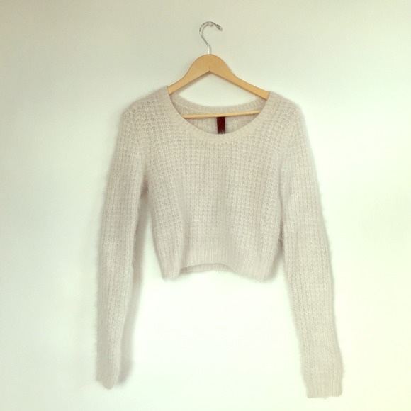 Joe's White Angora Cropped Sam Sweater S