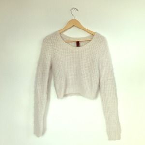 Joe's White Angora Cropped Sam Sweater S