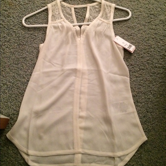 Cream lace chiffon top