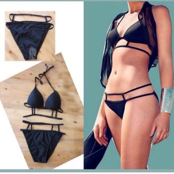 Black caged bikini size SMALL