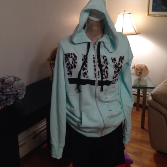 Victoria's Secret Tops - BNWT mint blue leopard Victorias Secret sweatshirt