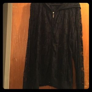 Plus Size Zip-Up Lace Hoodie, with a Hood