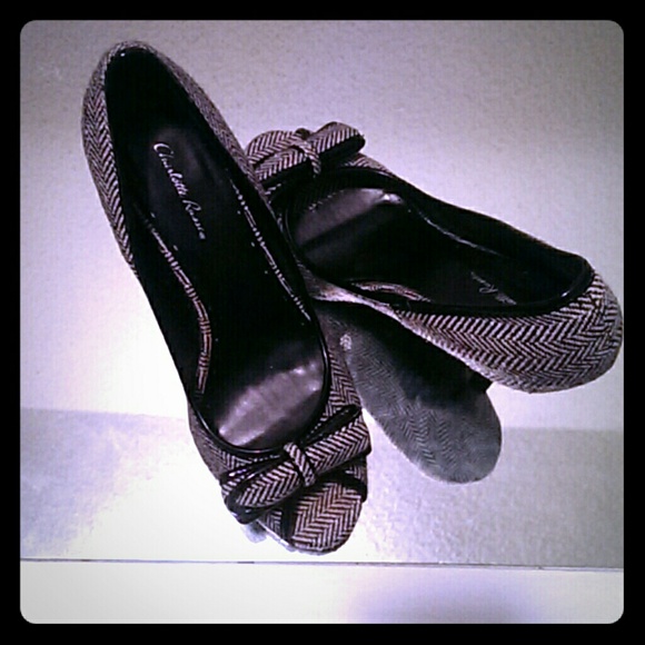 Black and white high heel