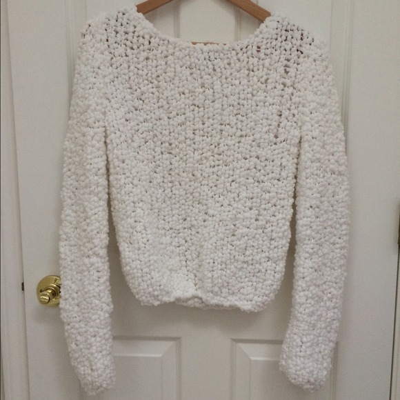 Thick Bubble Knit White Sweater
