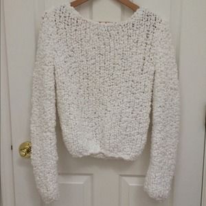 Thick Bubble Knit White Sweater
