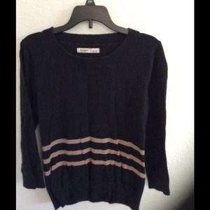 Black with dark brown stripe detail sweater