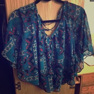Blue chiffon top