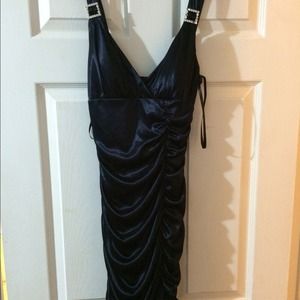 Sexy midnight blue ruched dress