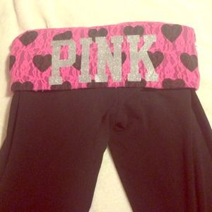 PINK fold over leggings