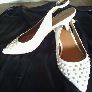 White slingback kitten heels
