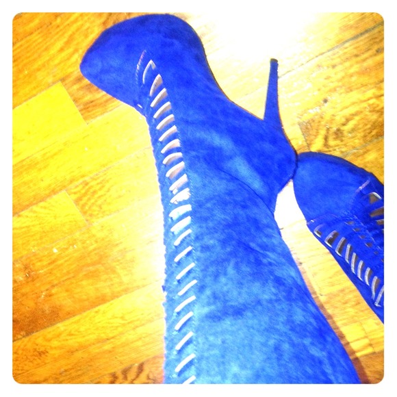 Blue Knee-High Boots