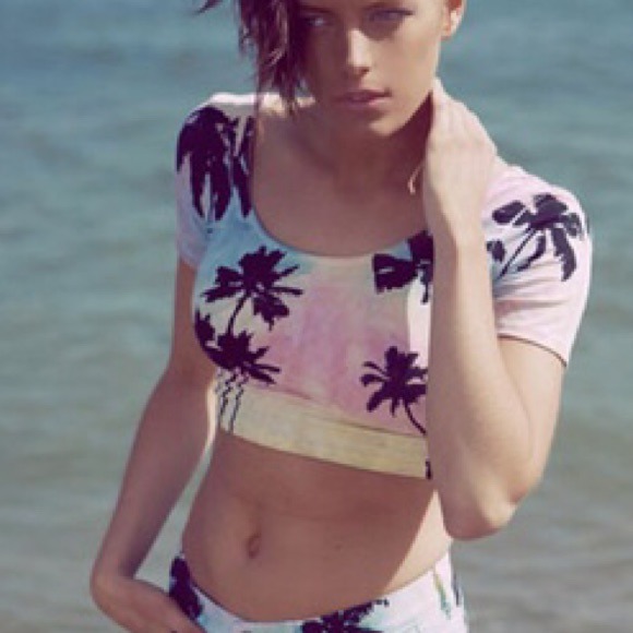 LF tie dye Palm tree crop top