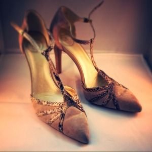 Jessica Simpson Snake Skin T Strap Pumps