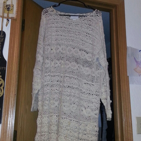 Cream coloured hand knitted beautiful long sweater