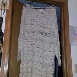 Cream coloured hand knitted beautiful long sweater