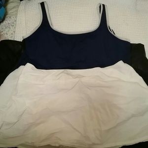 Land's End plus size tankini blue white sz 20 cute