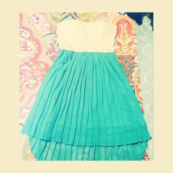 🐬Cream lace&Teal dress🐬