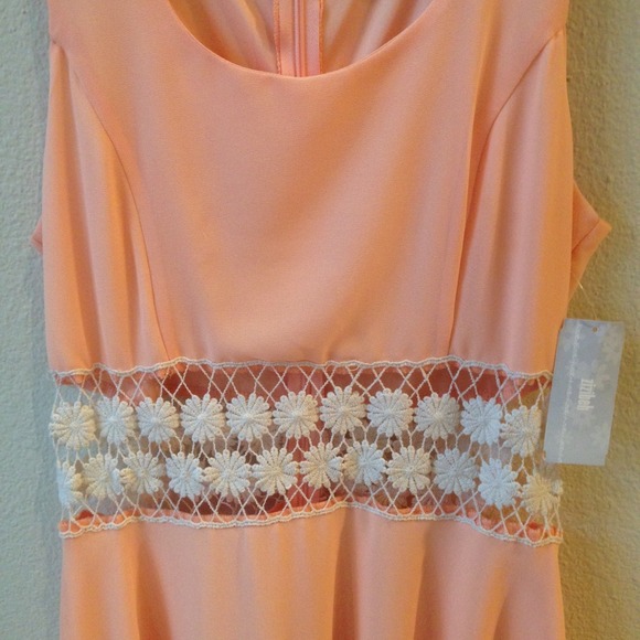 SOLD - Peach Daisy Cutout Dress (NWT) - Picture 2 of 3