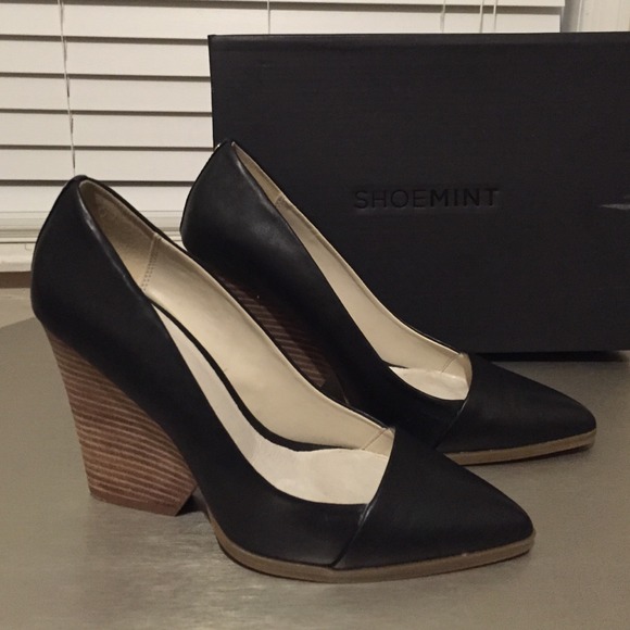 Shoemint Shoes - Brand New Black Leather Wedge