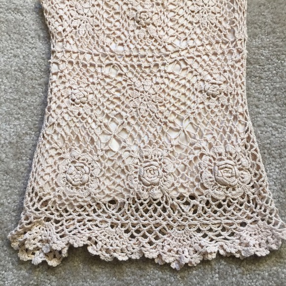 Boho 🍭 Floral Crochet Top in Nude Sz. S - Picture 2 of 4