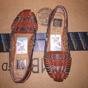 Brown and Pewter braided sandals