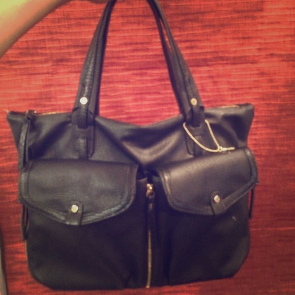 Black Big Buddah faux leather handbag