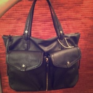 Black Big Buddah faux leather handbag