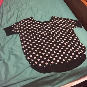 Black Chiffon Polka Dotted Shirt