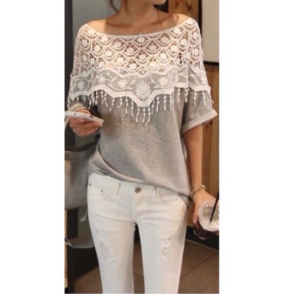Grey crochet blouse