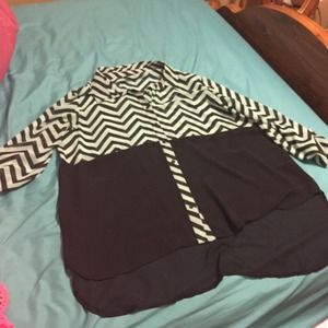 Aqua & black chiffon shirt