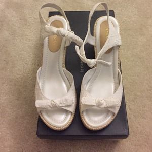 Liz Claiborne white eyelet wedge shoes