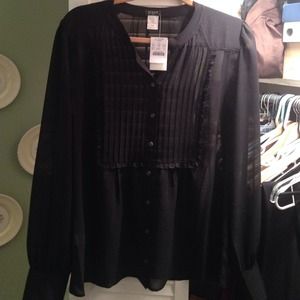 JCREW Black Sheer Blouse
