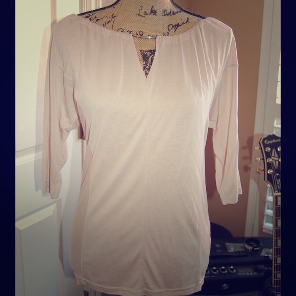 Calvin Klein 3/4 Sleeve Wide Collar Top