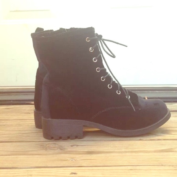 Wet Seal Velvet Combat Boots