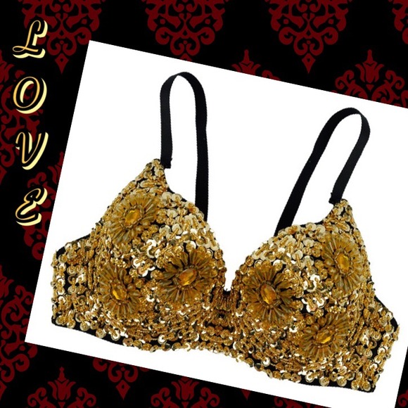 Gold Beaded Bras
