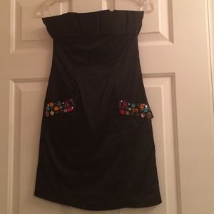 Black Colorful Rhinestone Dress
