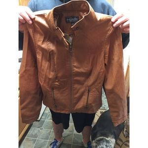 Brown Leather Jacket Size L